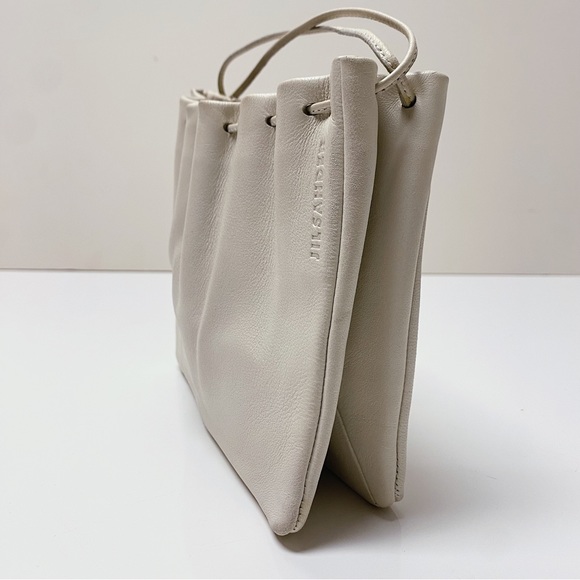 Jil Sander Mini Lambskin Leather Ivory White Drawstring Dumpling Bag Italy - Picture 8 of 12